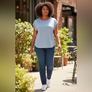 Pilcro Blue Plaid Accent Top 2x